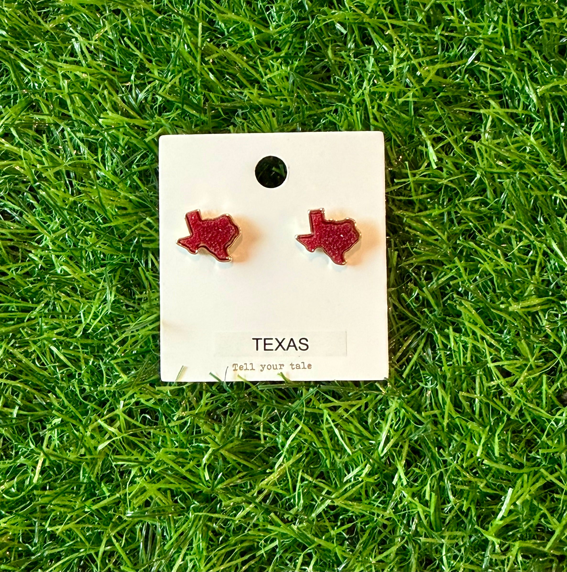 Take Me To Texas Maroon Stud Earrings