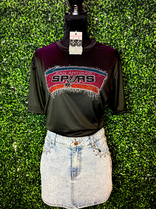 Dripping in Spurs Bling Rhinestone Tee