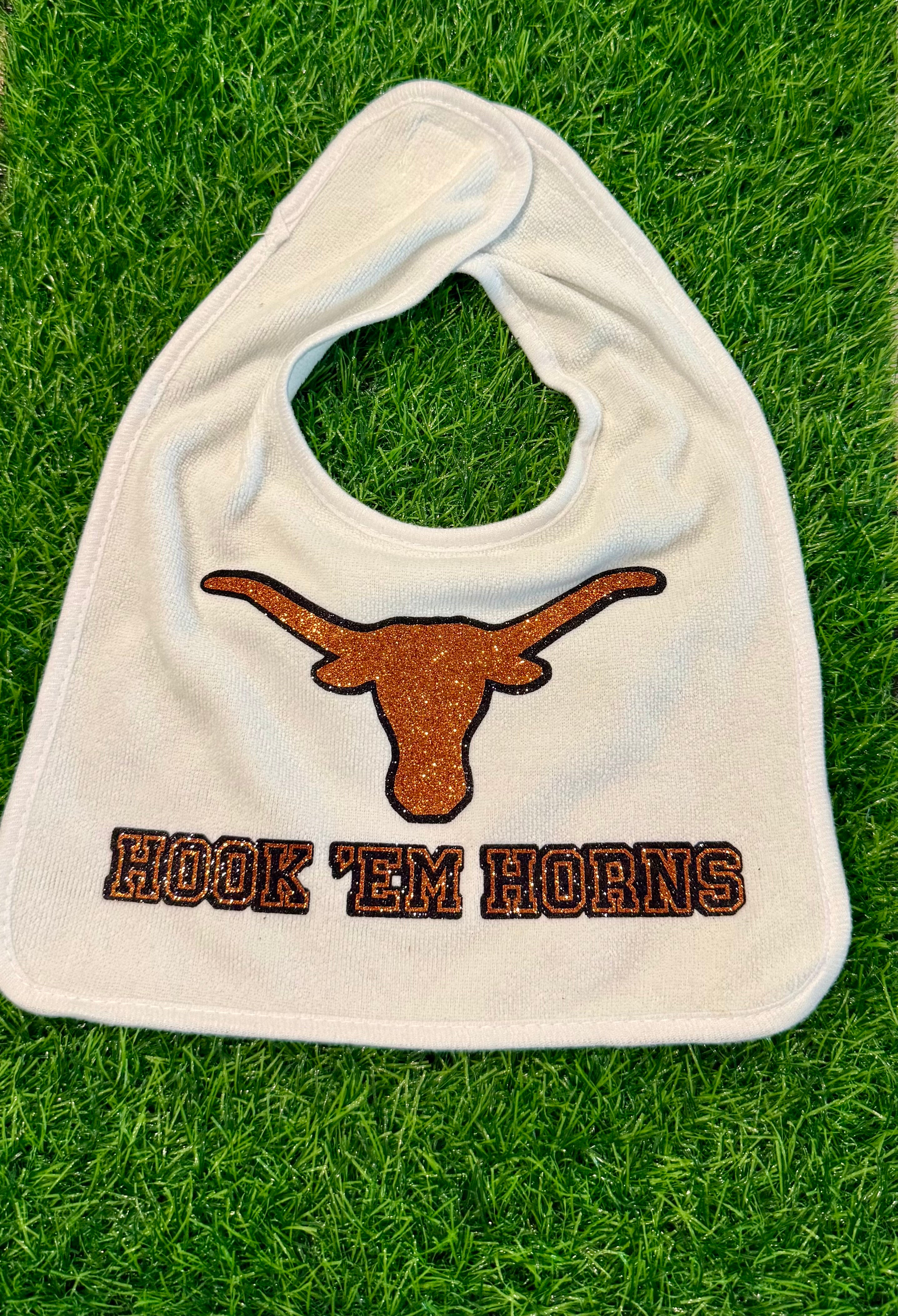 Hook ‘Em Horns Glitter Baby Bib