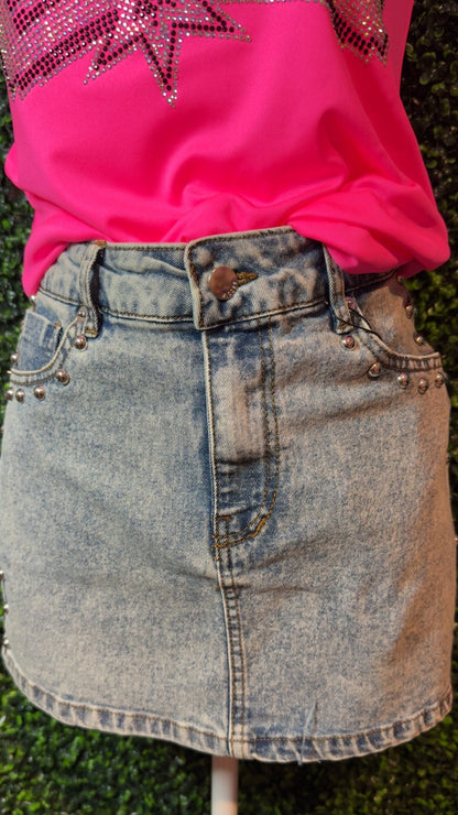 She’s Like TX Studded Jean Skirt