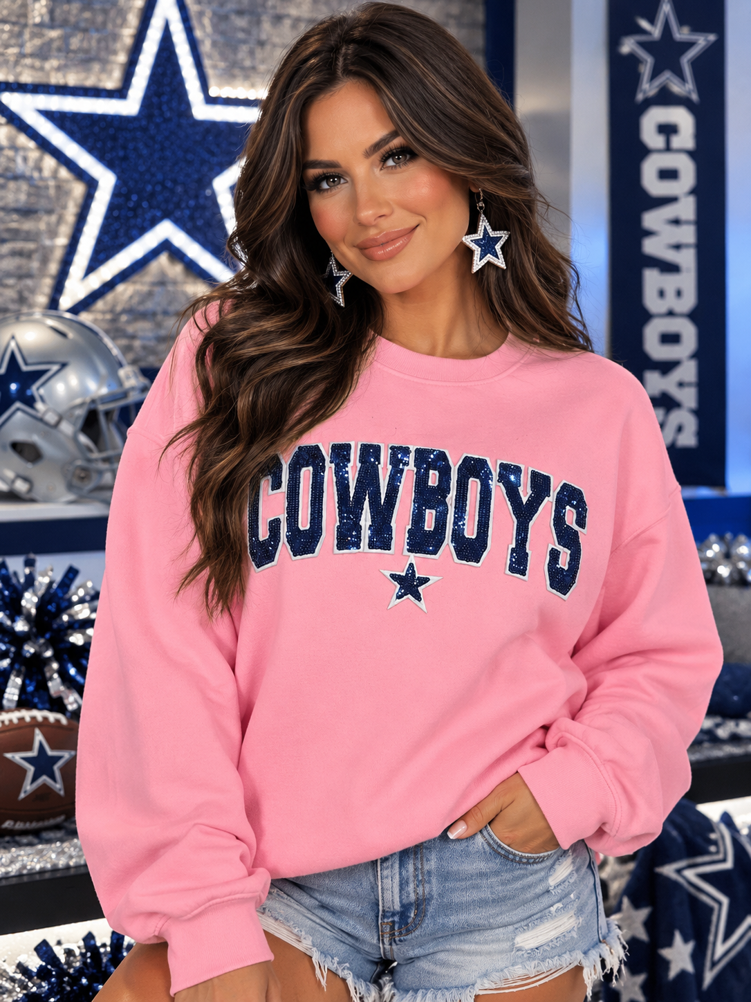 Oversized Pink Cowboys Sweatshirt