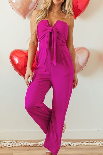 Lovely Girl Tied Tube Wide Leg Jumpsuit