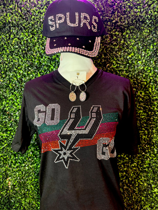 Go Spurs Go Rhinestone V-Neck