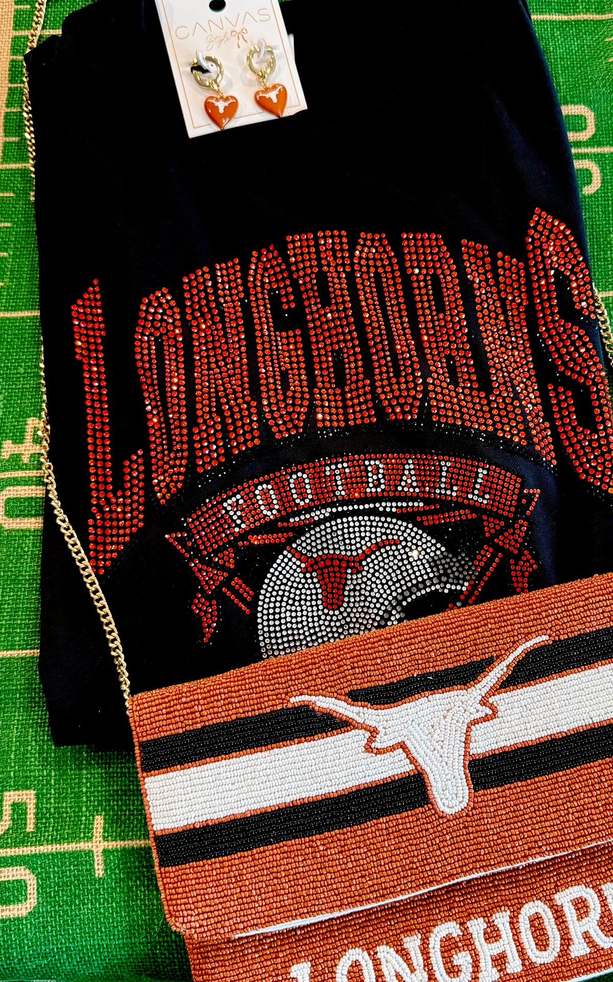 Longhorn Football Rhinestone Tee