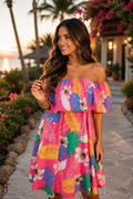 Tropical Off The Shoulder Dress
