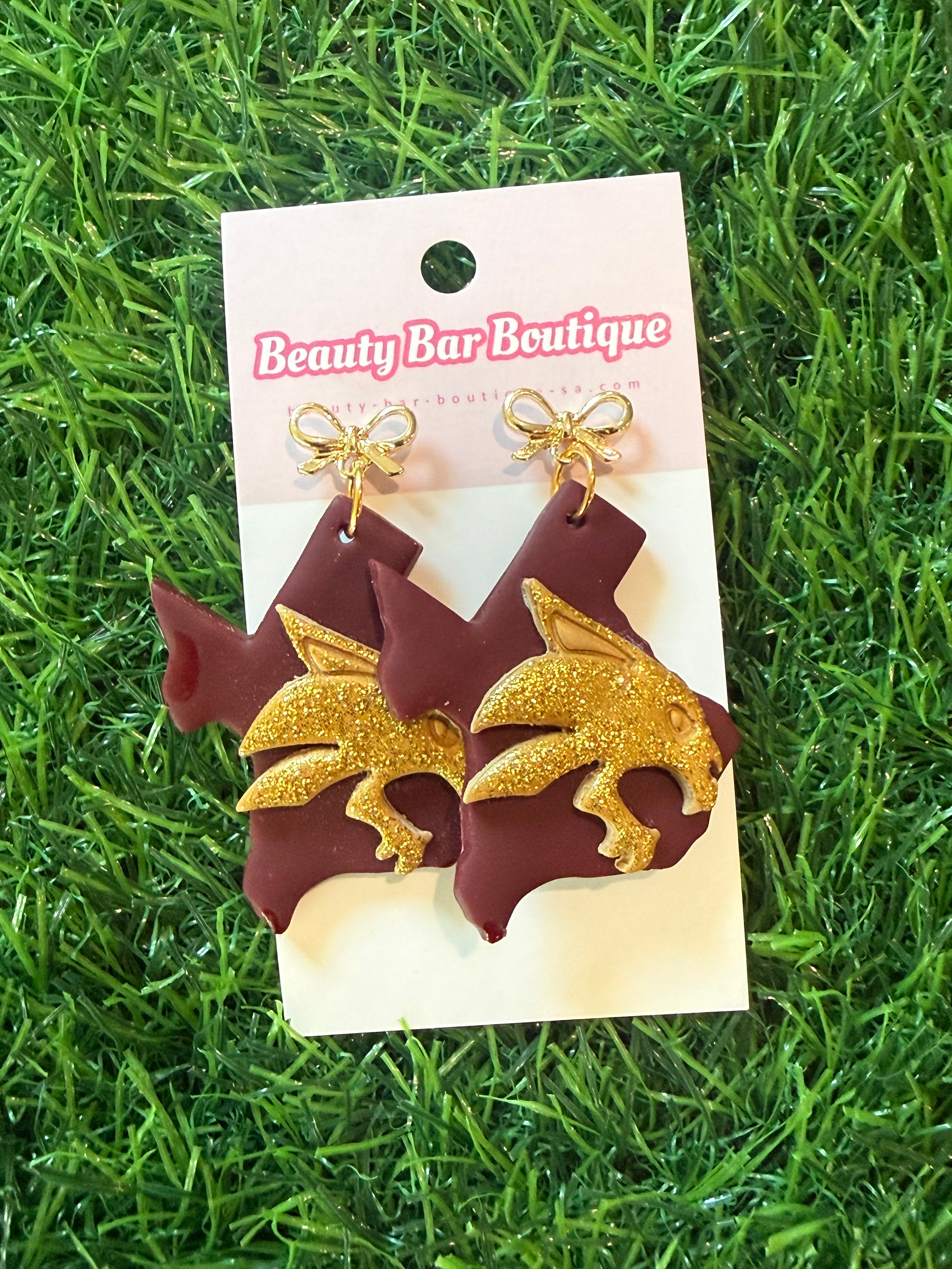 Custom TX State Bobcat Game Day Earrings