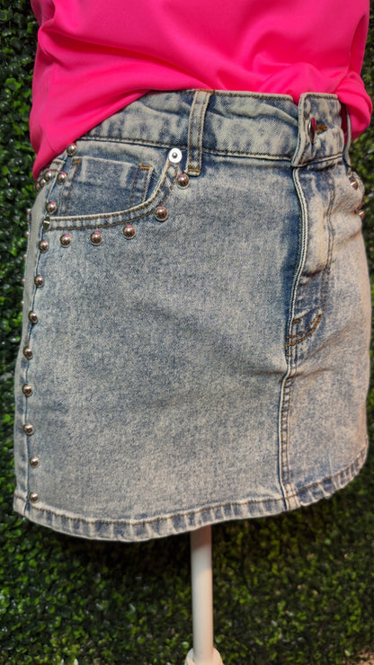 She’s Like TX Studded Jean Skirt
