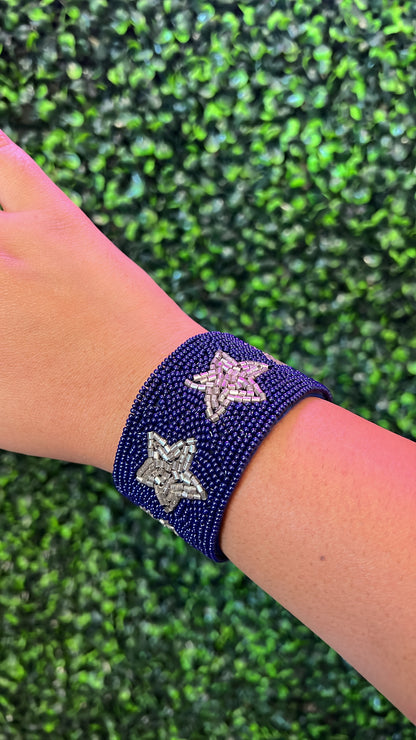 Cowboys Beaded Cuff Bracelet