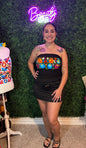 Fiesta Embroidered  Tube Top- Black