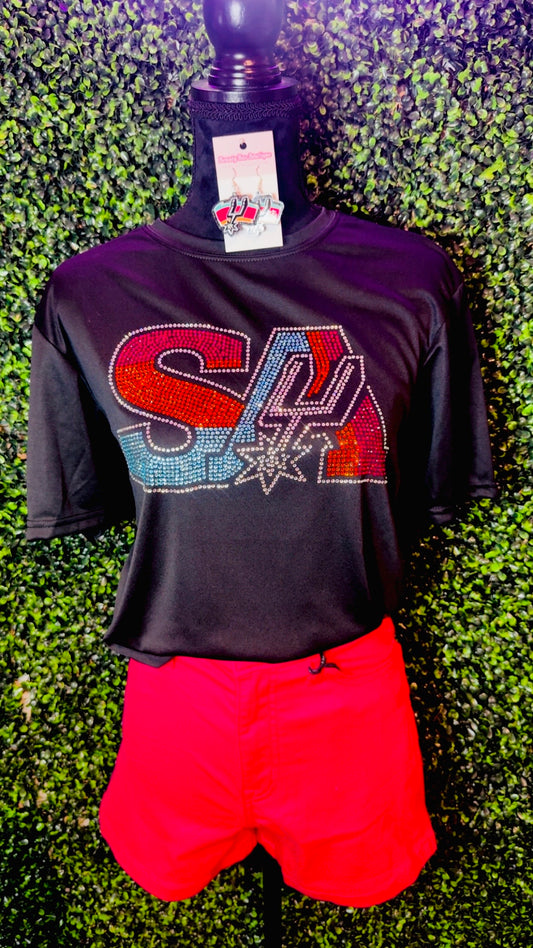 SA Spurs Girl Rhinestone Tee