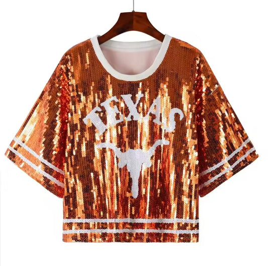 Texas Horn Sequin Top
