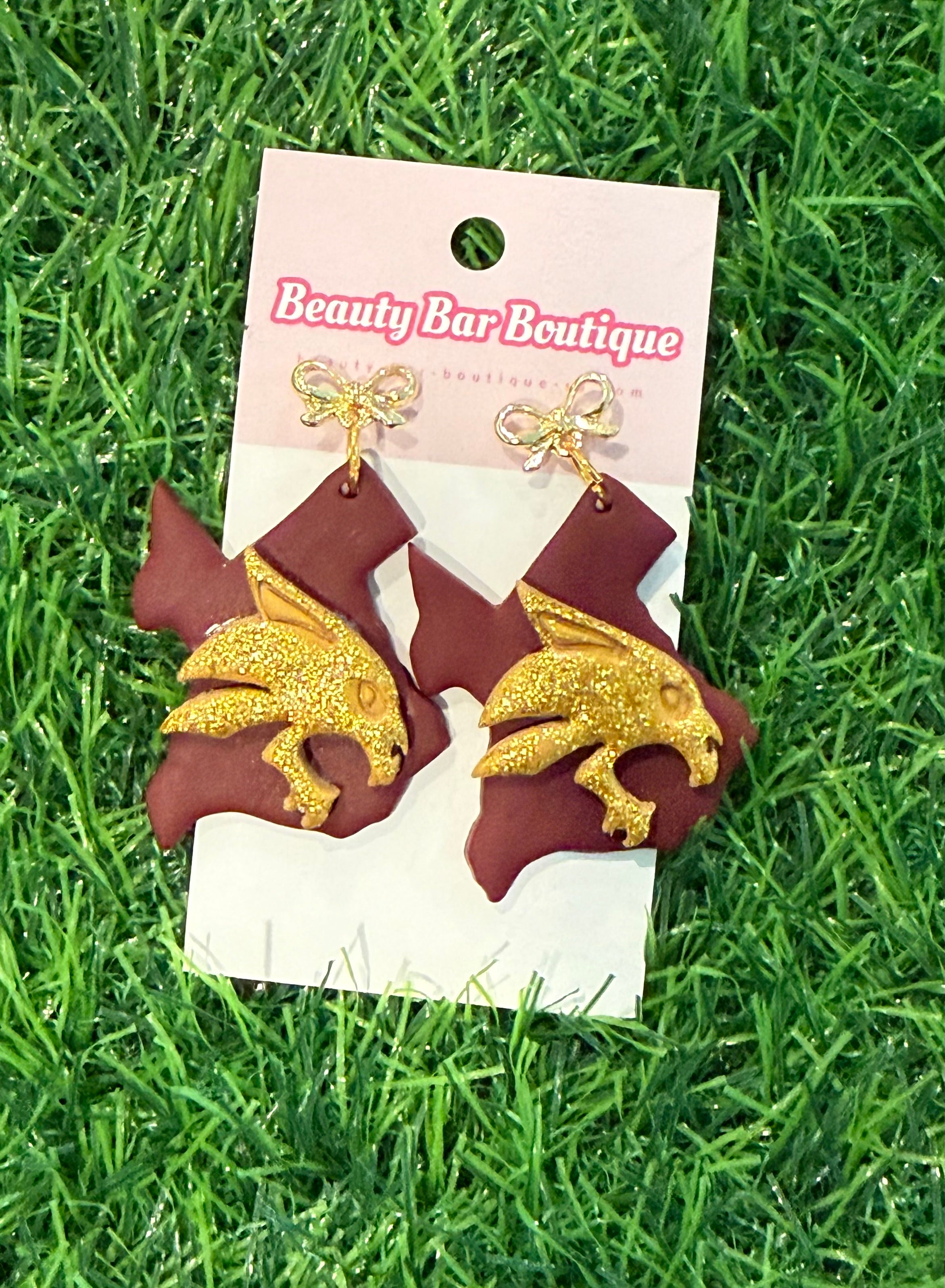 Custom TX State Bobcats Earrings
