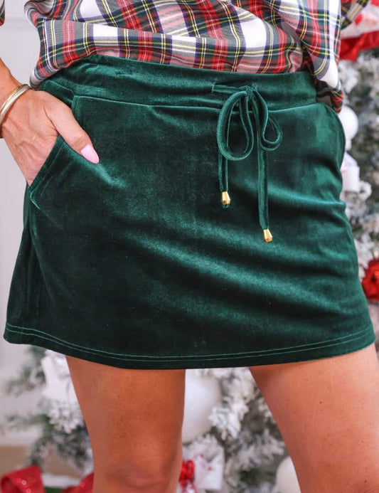 Green Velvet Skort