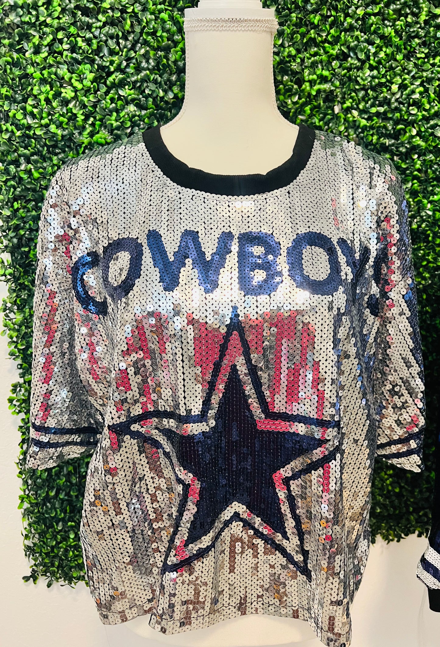 Dallas Cowboys Silver Sequin Cropped Top