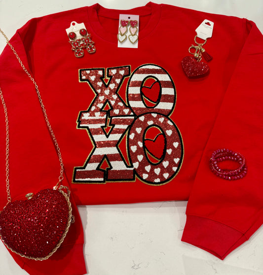 XOXO Hearts & Stripes Sequin Sweatshirt