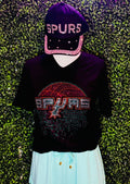 Spurs Dripping In Bling Rhinestone V-Neck