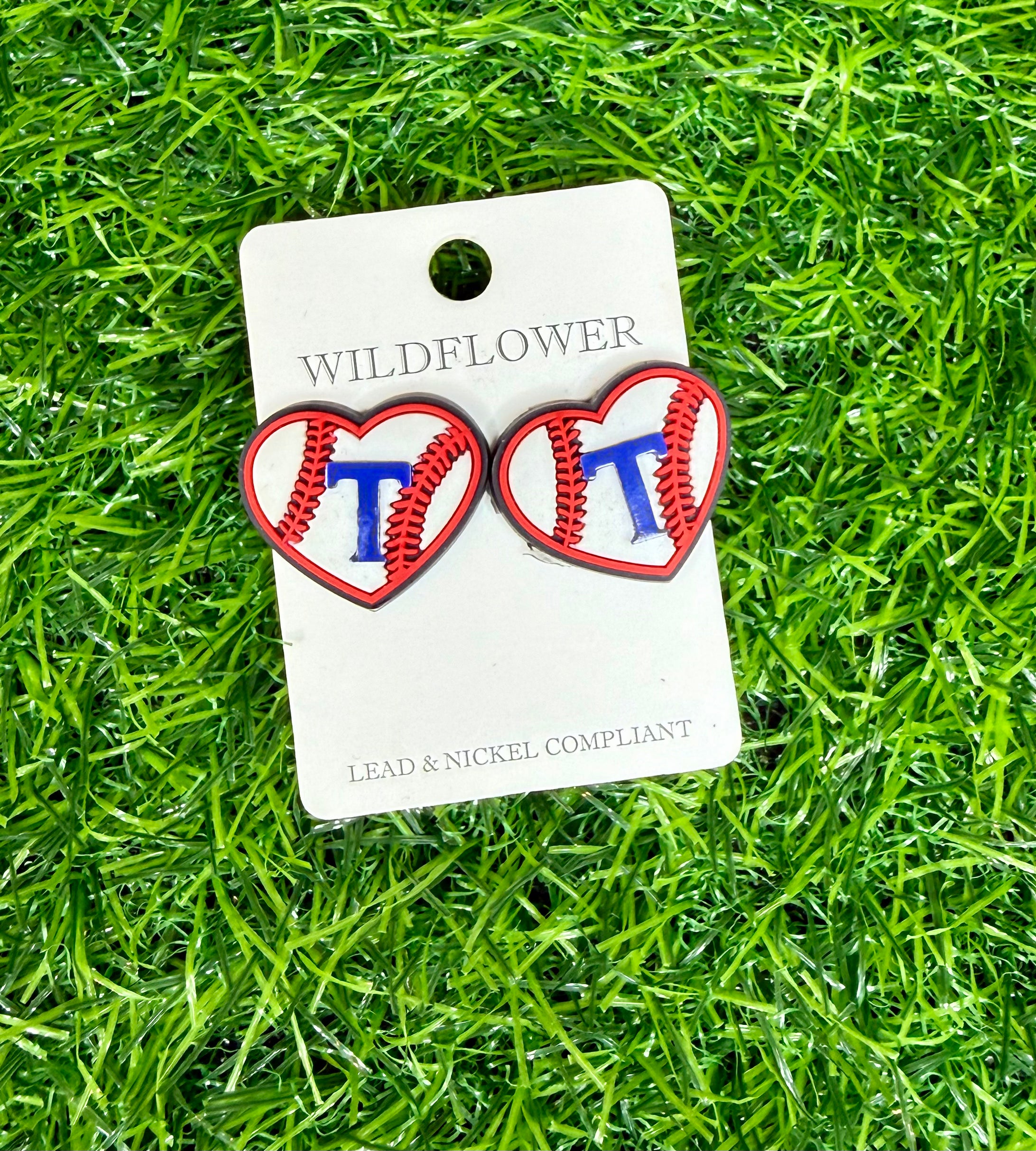 Rangers Heart Stud Earrings