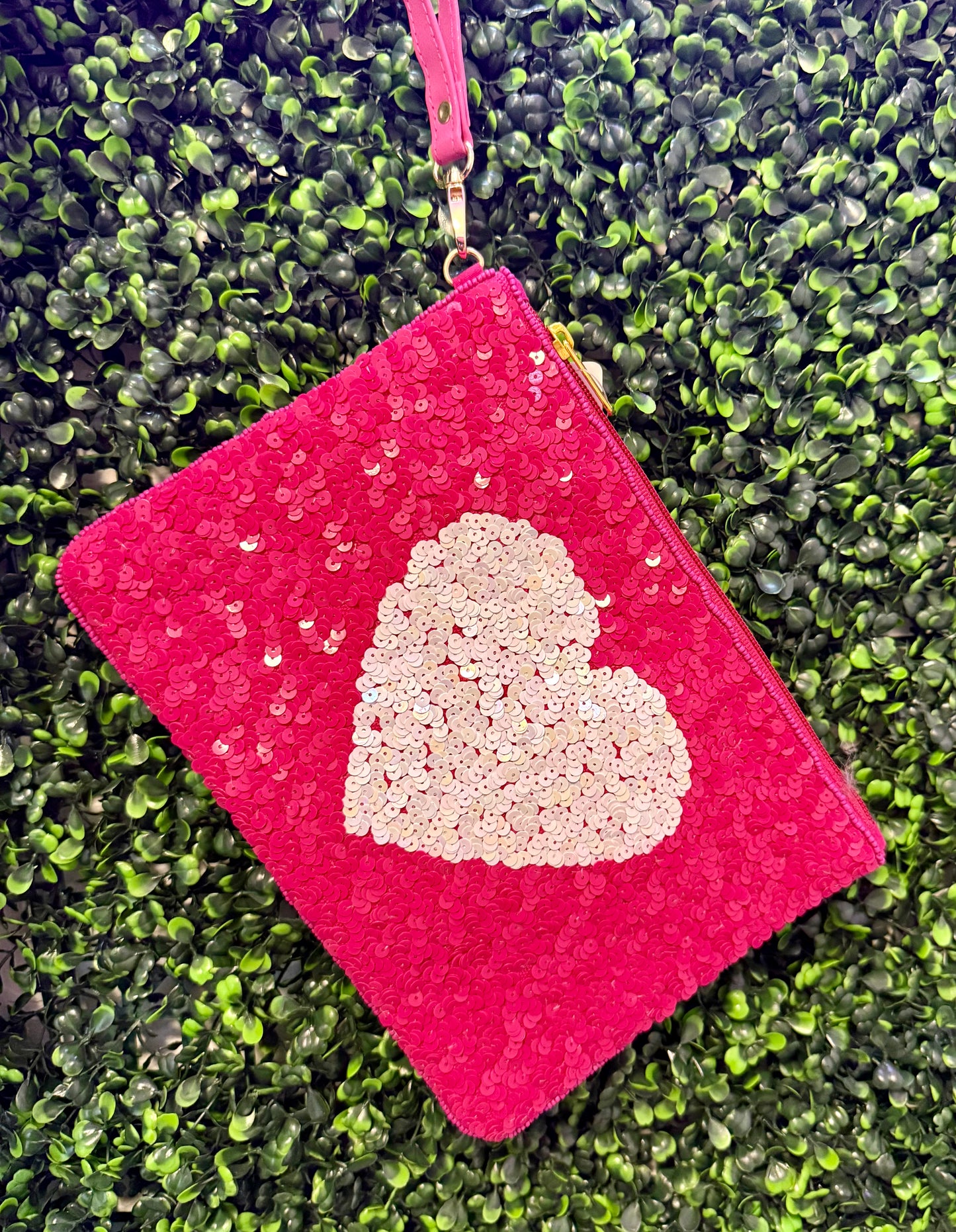 Pink Love Sequin Wristlet