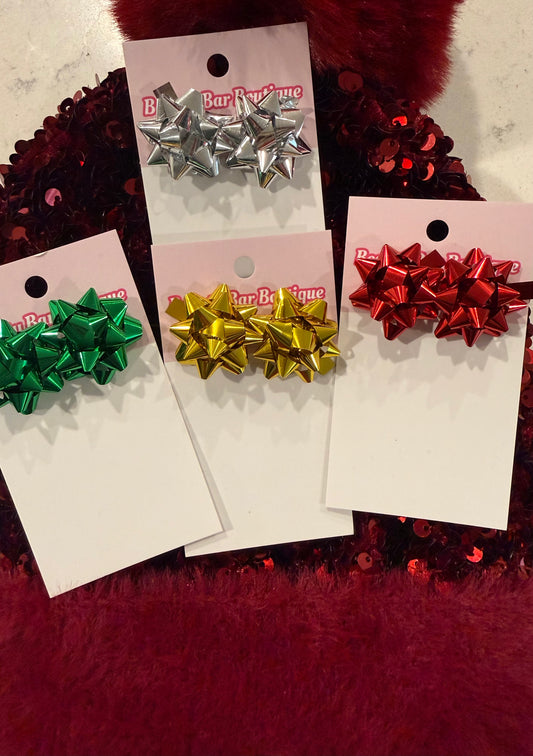 Christmas Bow Post Earrings