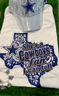 She’s A Cowboys Fan Bling V-Neck Tee
