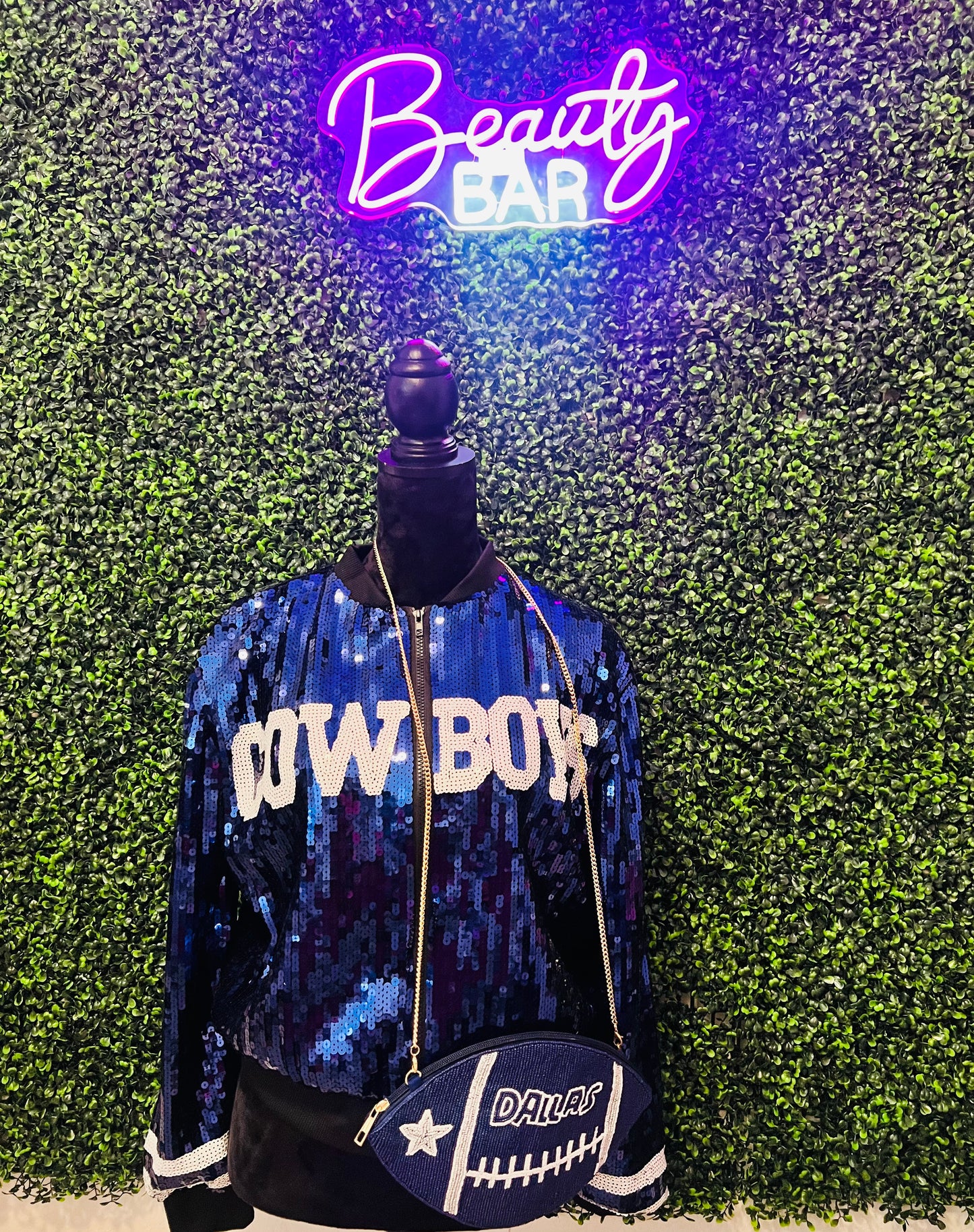 Cowboys Blue Sequin Bomber Jacket