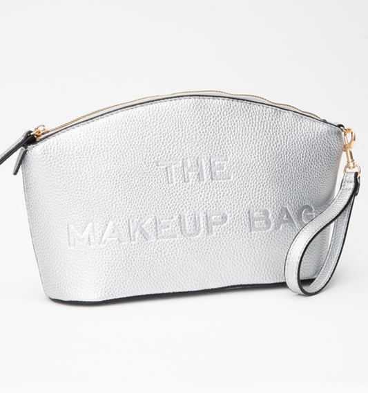 Silver Embossed The Makeup Bag
