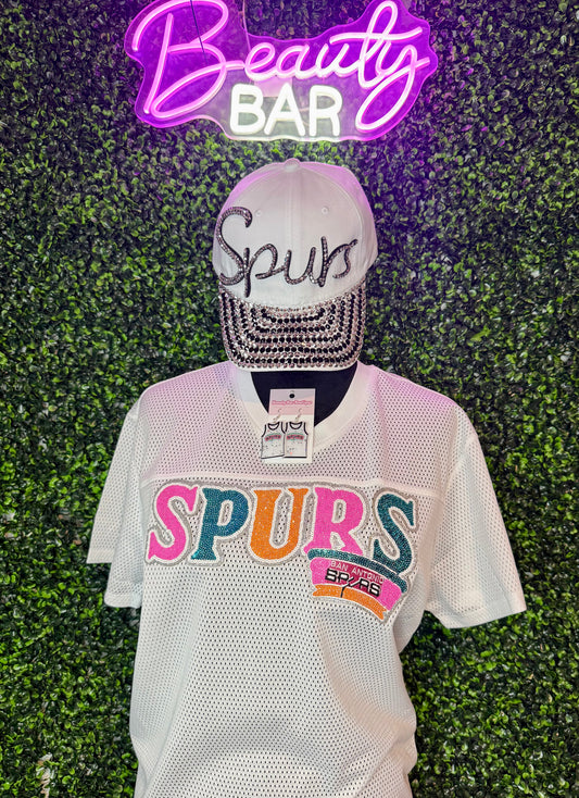 Spurs V-Neck Crop - White