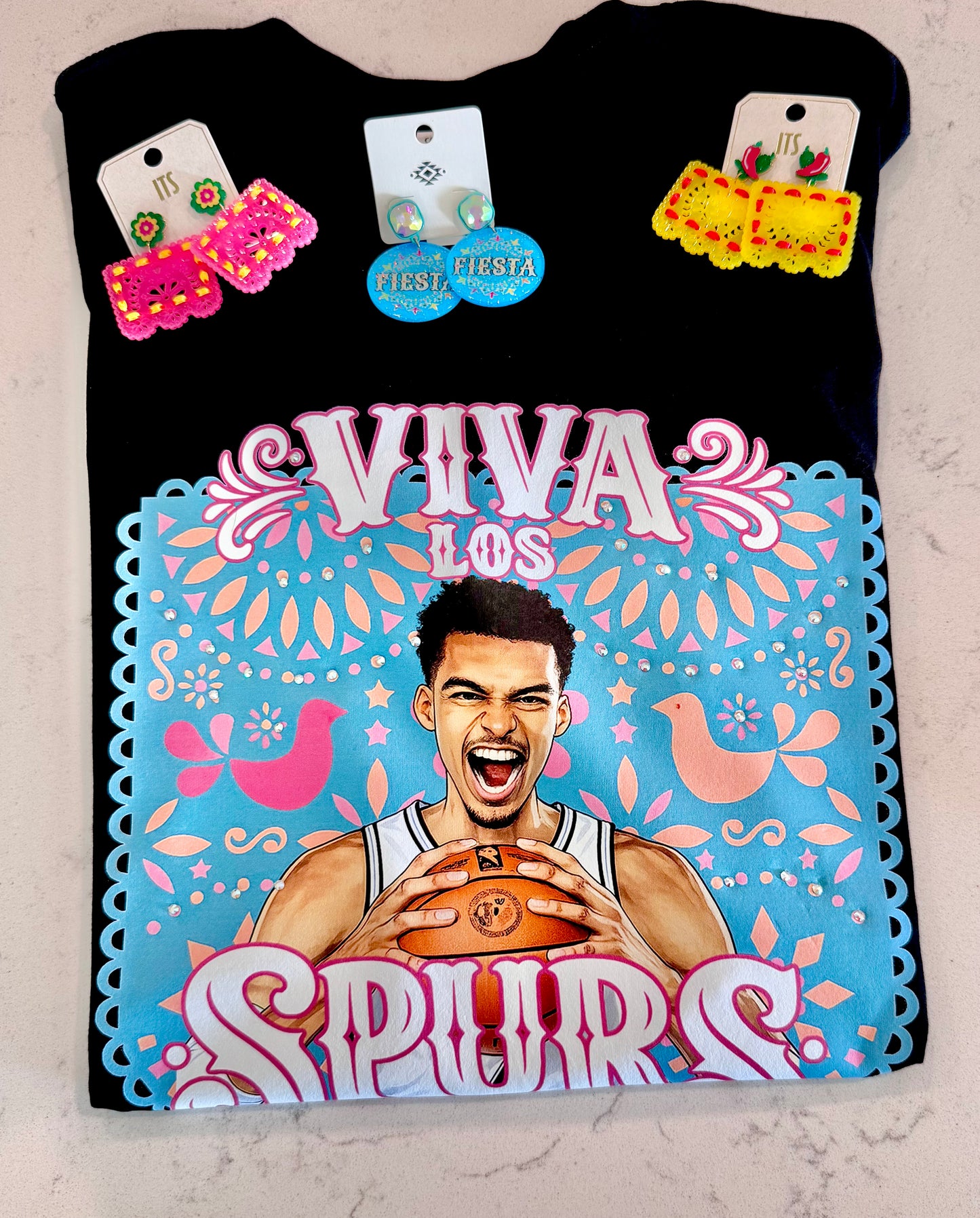 Viva Los Spurs Blinged Papel Picado Tee