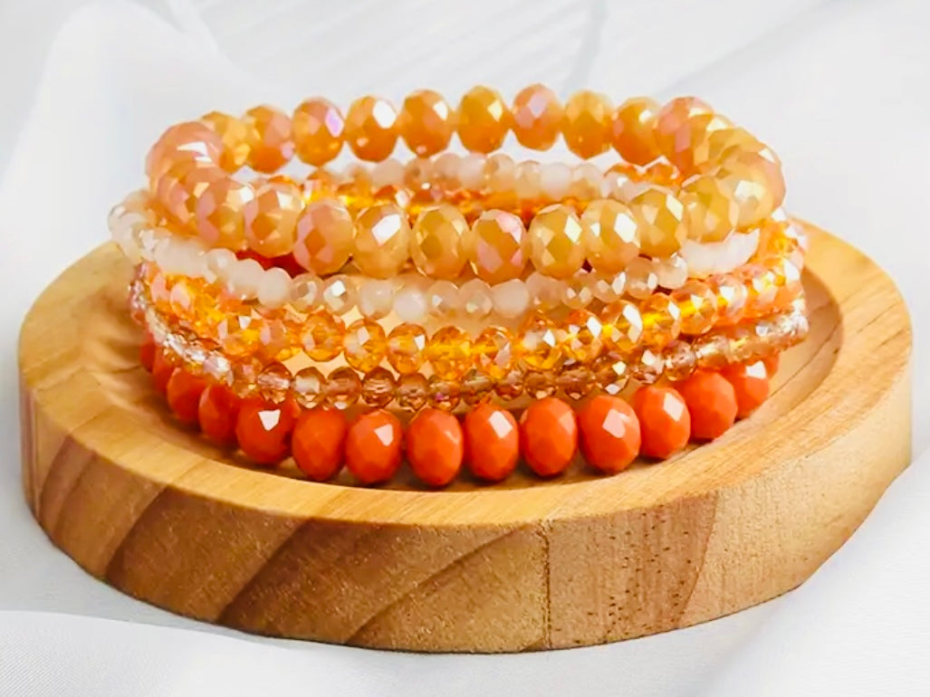 Orange Beaded Bracelet Set