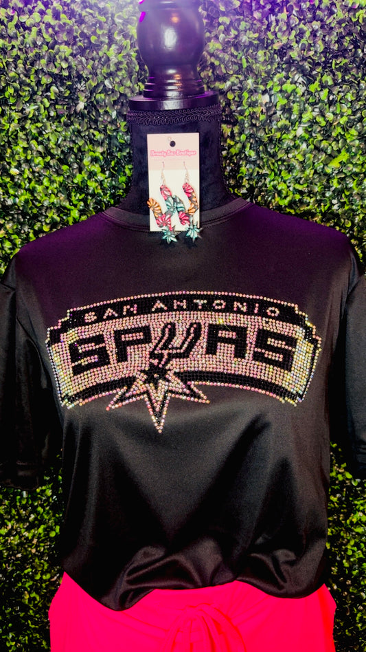 Spurs Queen Rhinestone Bling Tee