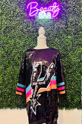 Spurs Sequin Dress/Top- Black