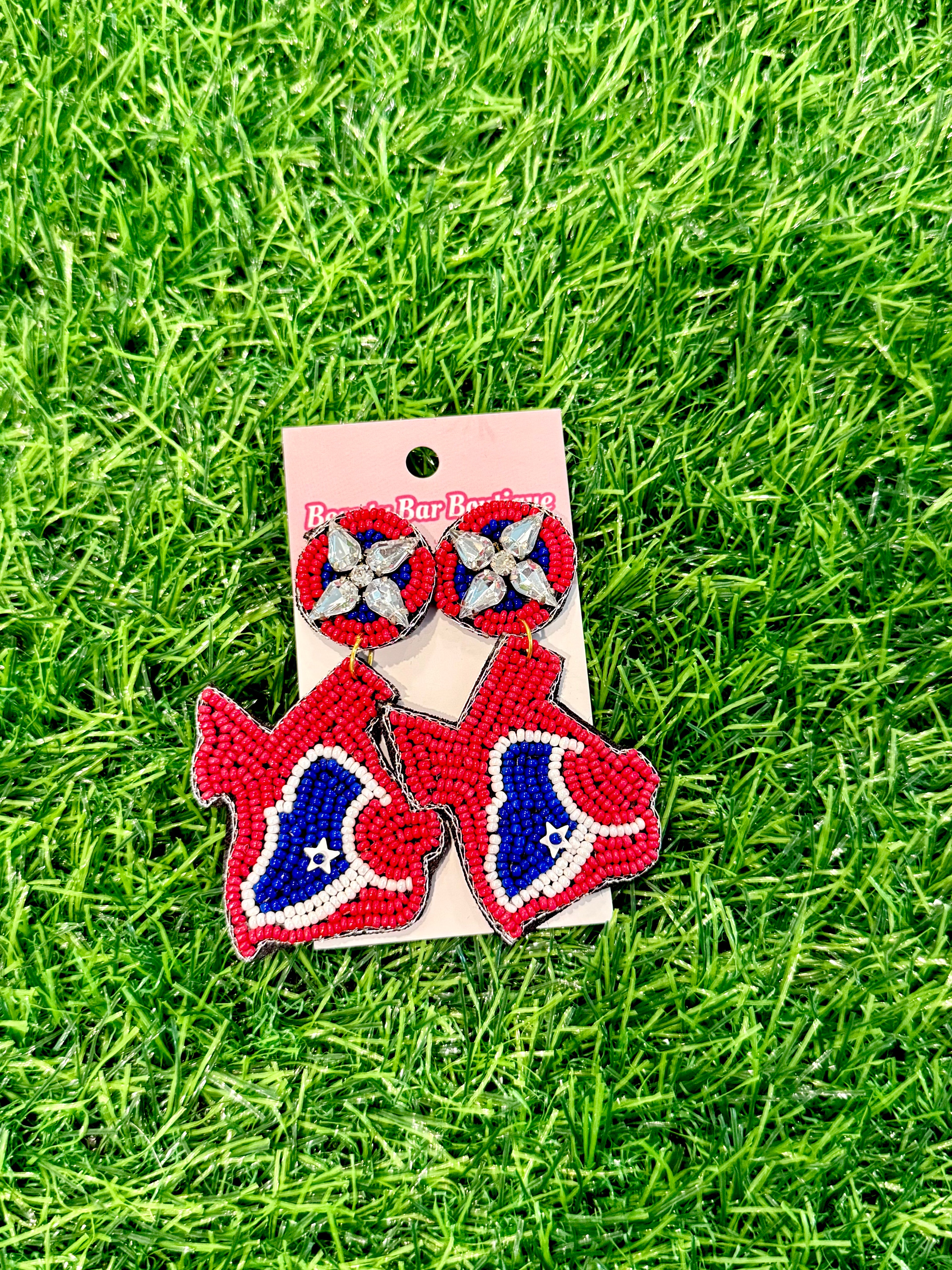 Beaded Texans Earrings