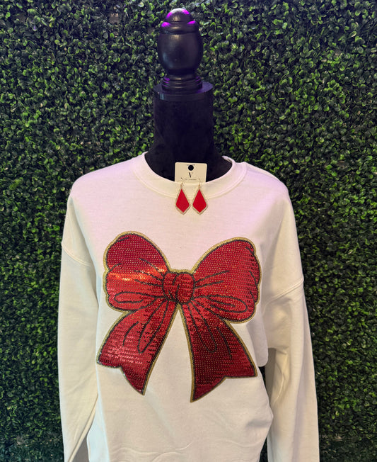 Your Gift Arrived Sequin Bow Sweatshirt