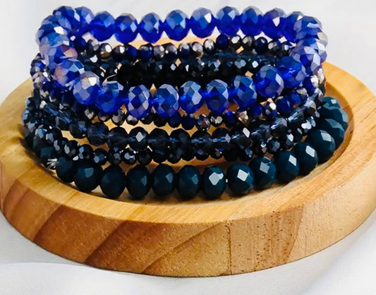 Blue Beaded Bracelet Set