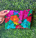 Fiesta Floral Embroidered Large Wristlet- Black