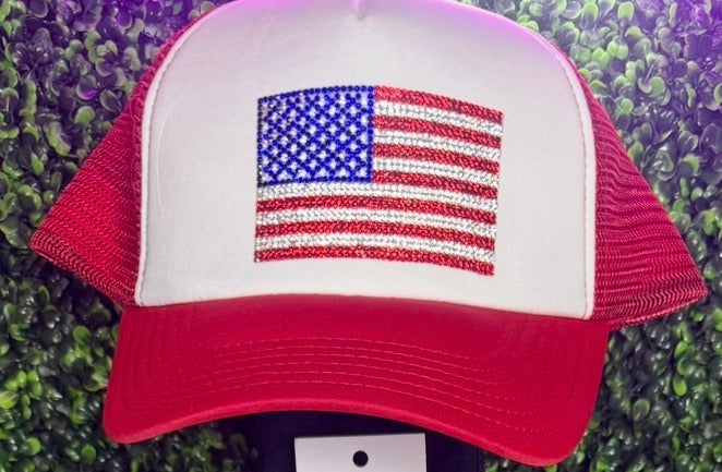 Rhinestone Flag Cap