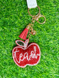 Bling Teach Apple Keychain