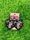 Love My Spurs Heart Beaded Earrings