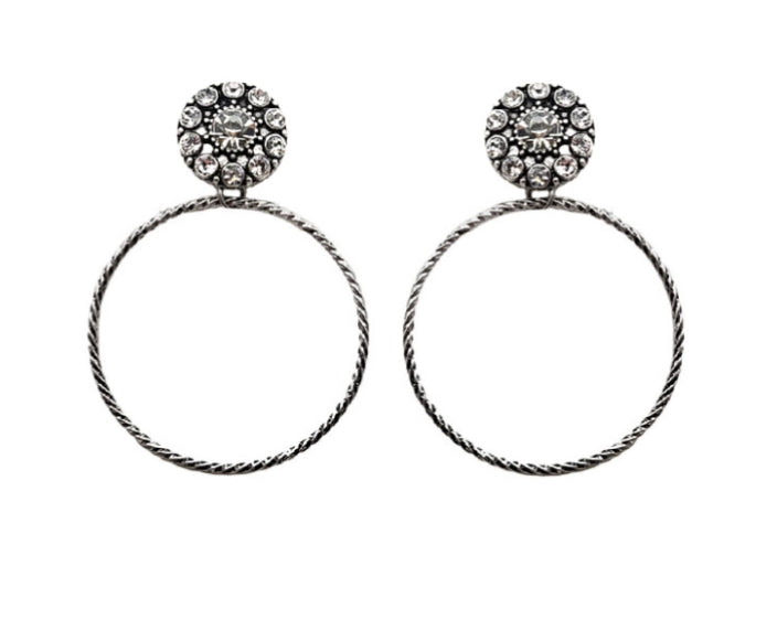 Silver Stone Hoop Earrings