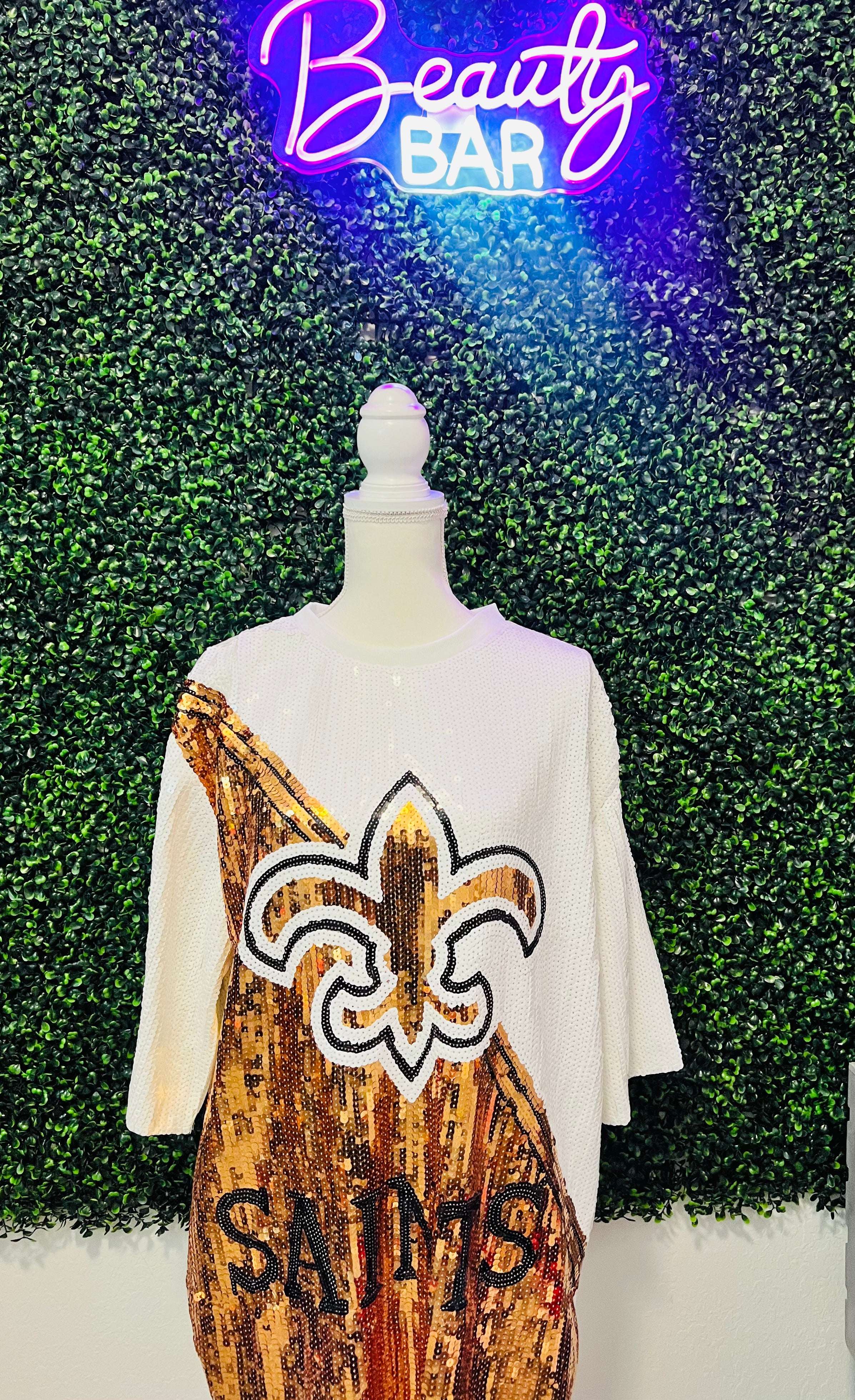 Saint Sequin White/ Gold Dress/ Top
