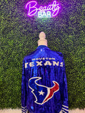Texans Blue Sequin Bomber Jacket
