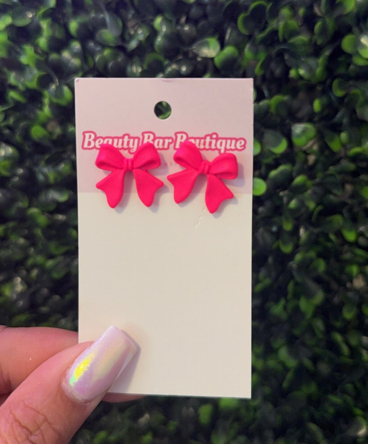 Hot Pink Bow Stud Earrings