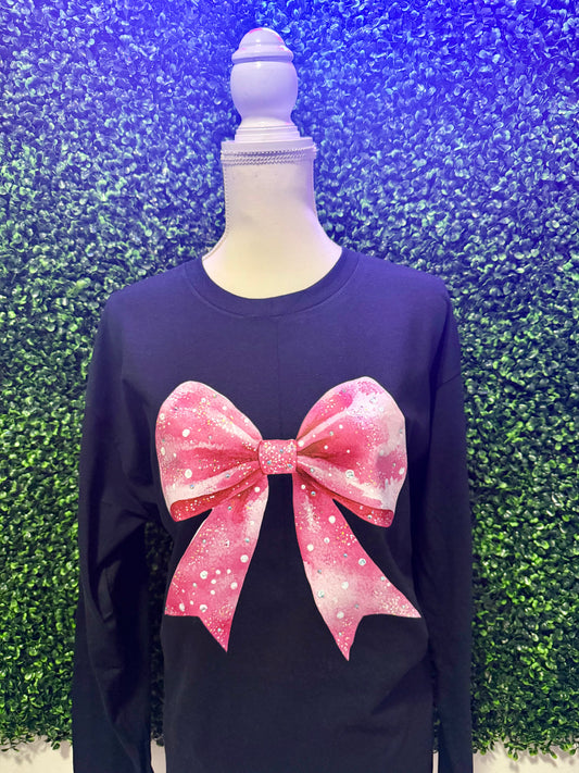 Pink Bow Bling Long Sleeve