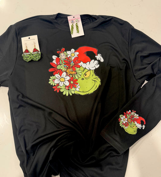 Grinchy Flowers Drifit Long sleeve