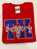 TX Rangers Game Day Sequin V- Neck