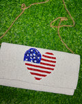 Patriotic Heart Beaded Purse