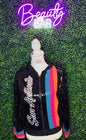 Spurs Sequin Bomber Jacket- Black
