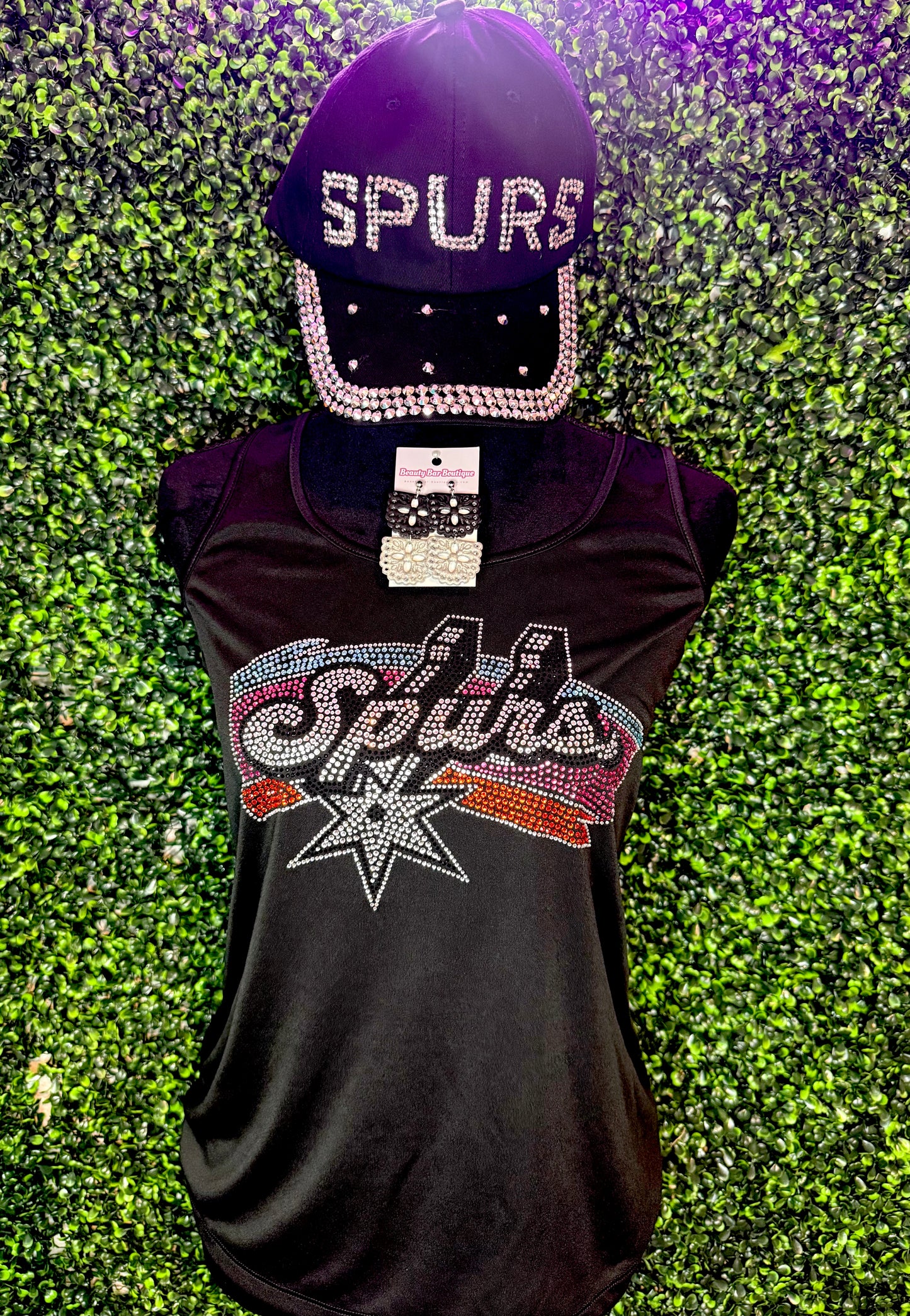 Viva Los Spurs Rhinestone Racerback Tank Top