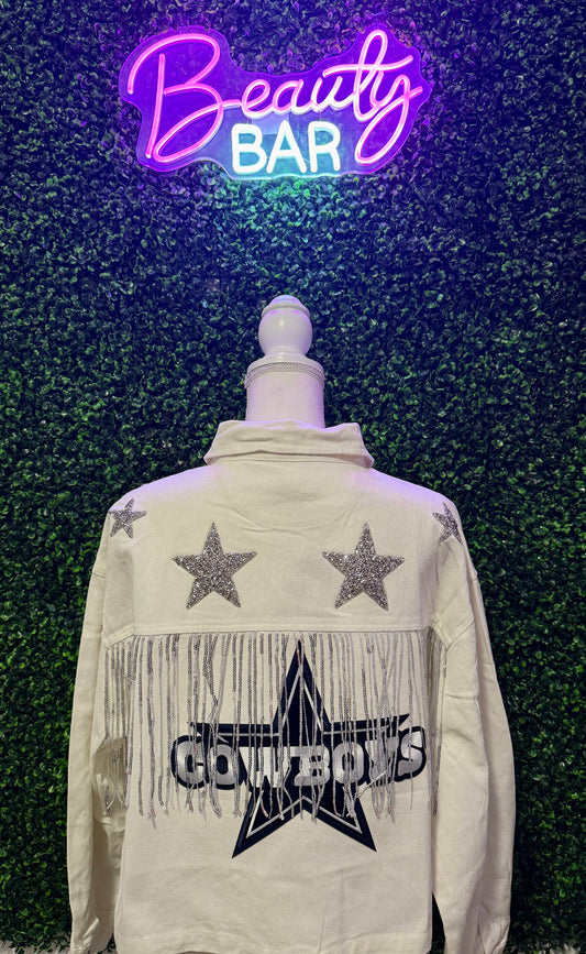 EXCLUSIVE DALLAS COWBOYS WHITE JEAN JACKET