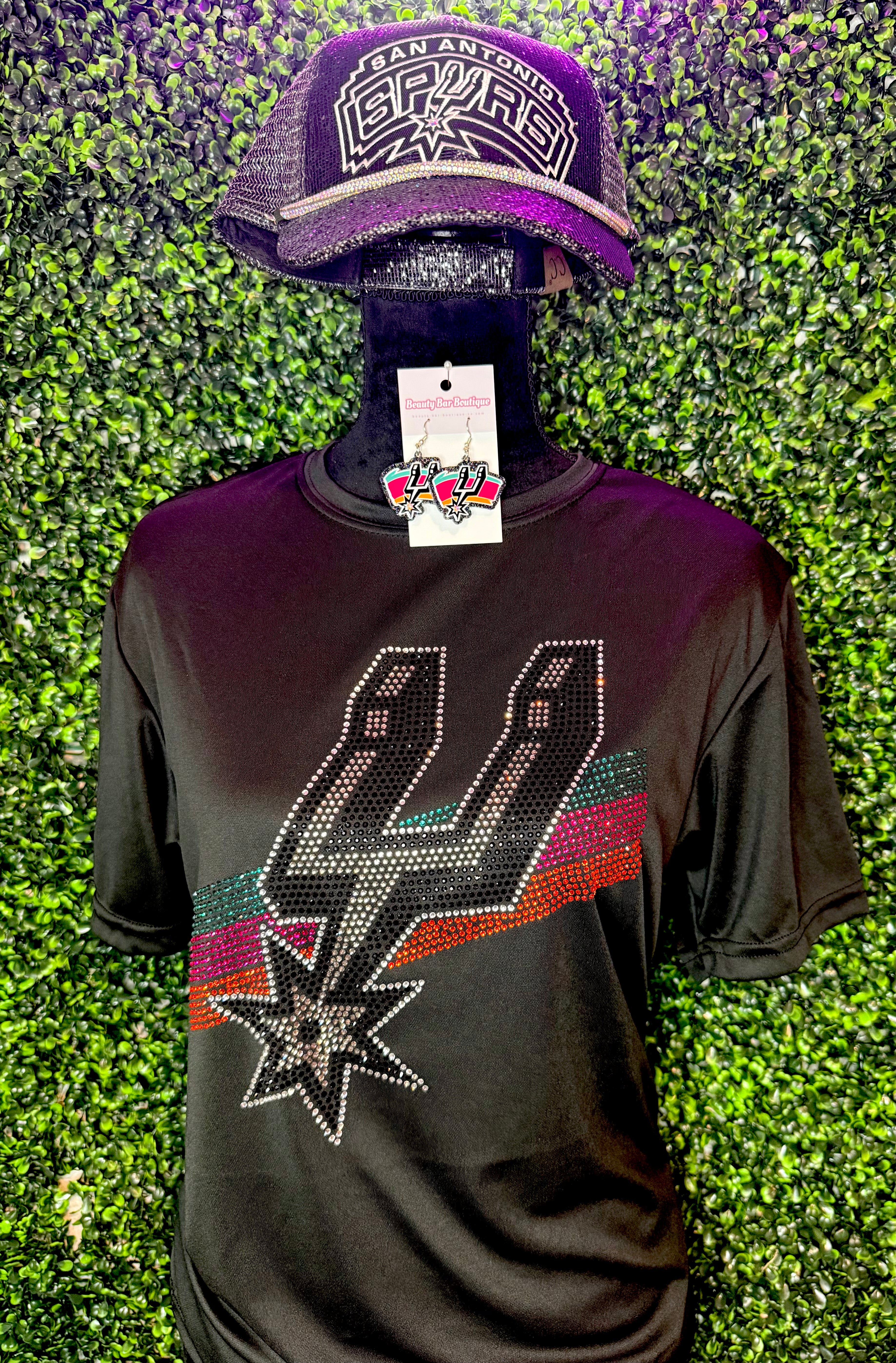 Spurs Two Shots Rhinestone Tee